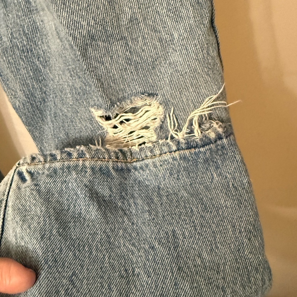 AGOLDE 90’s HIGH RISE LOOSE FIT IN FALL OUT IN DESTROYED DENIM BO’S JEANS 28 - Picture 6 of 14
